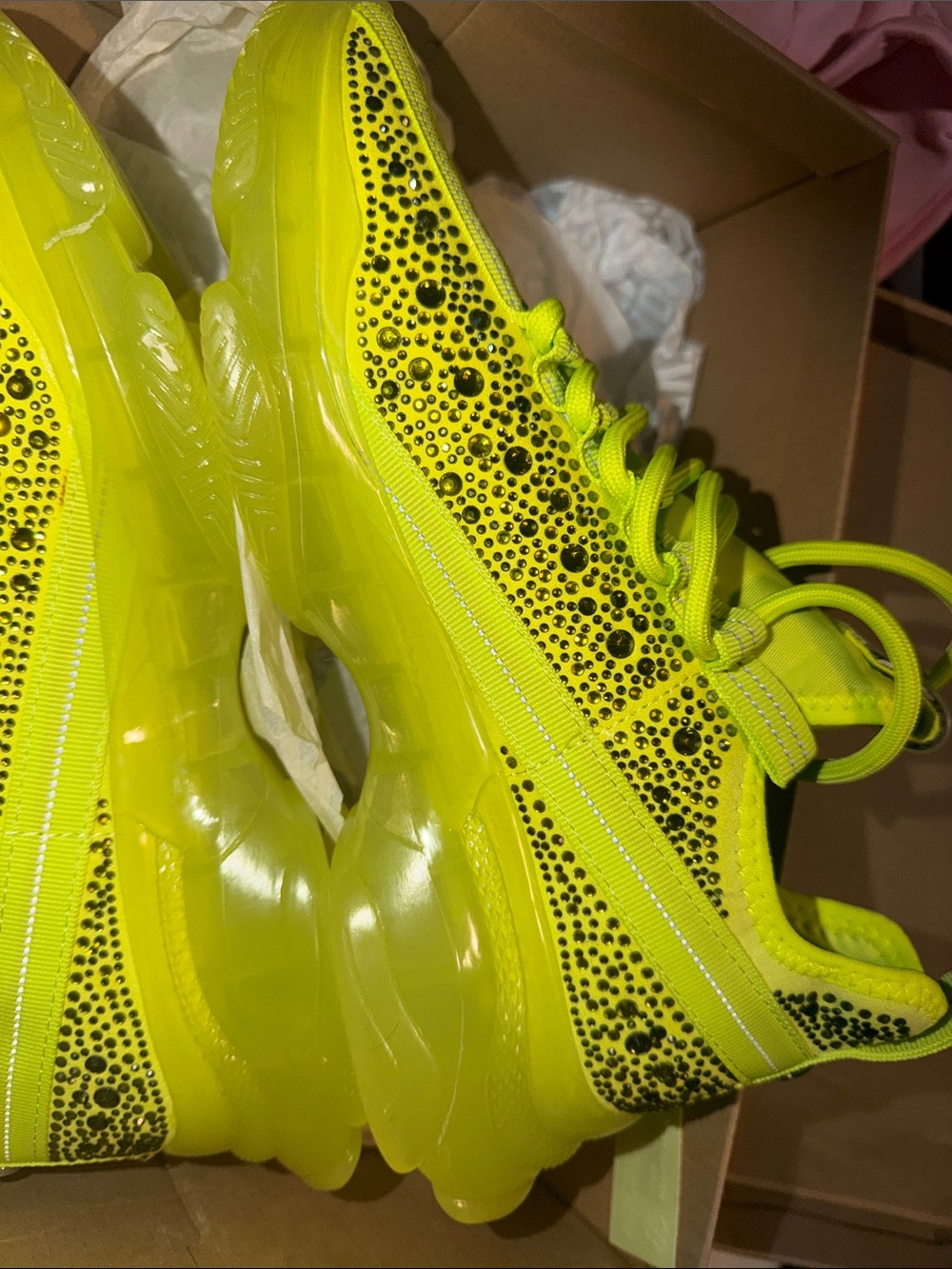 Steve Madden Neon Yellow Crystal-Embellished Athletic Sneakers